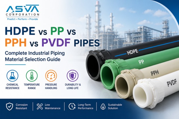 Read more about the article HDPE vs PP vs PPH vs PVDF Pipes: Complete Industrial Piping Material Selection Guide